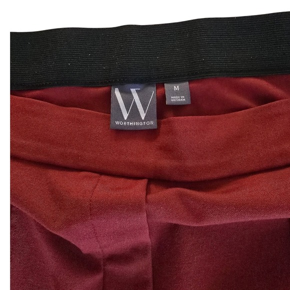 Worthington Burgundy Red Split Hem Cropped Pants Women Size M - Picture 3 of 5